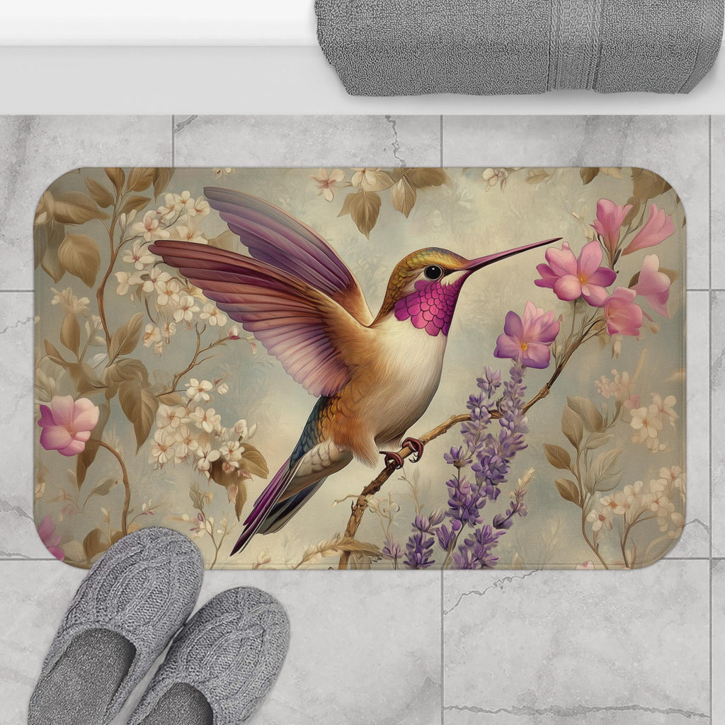 Hummingbird Hand Towel: William Morris Style Floral Bathroom Decor