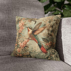 William Morris Botanical Pillow Cover: Sage Blush Teal Hummingbird Arts & Crafts Accent
