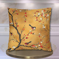 Chinoiserie Pillow Cover: Gold, Red Blossoms & Birds - Asian Decor