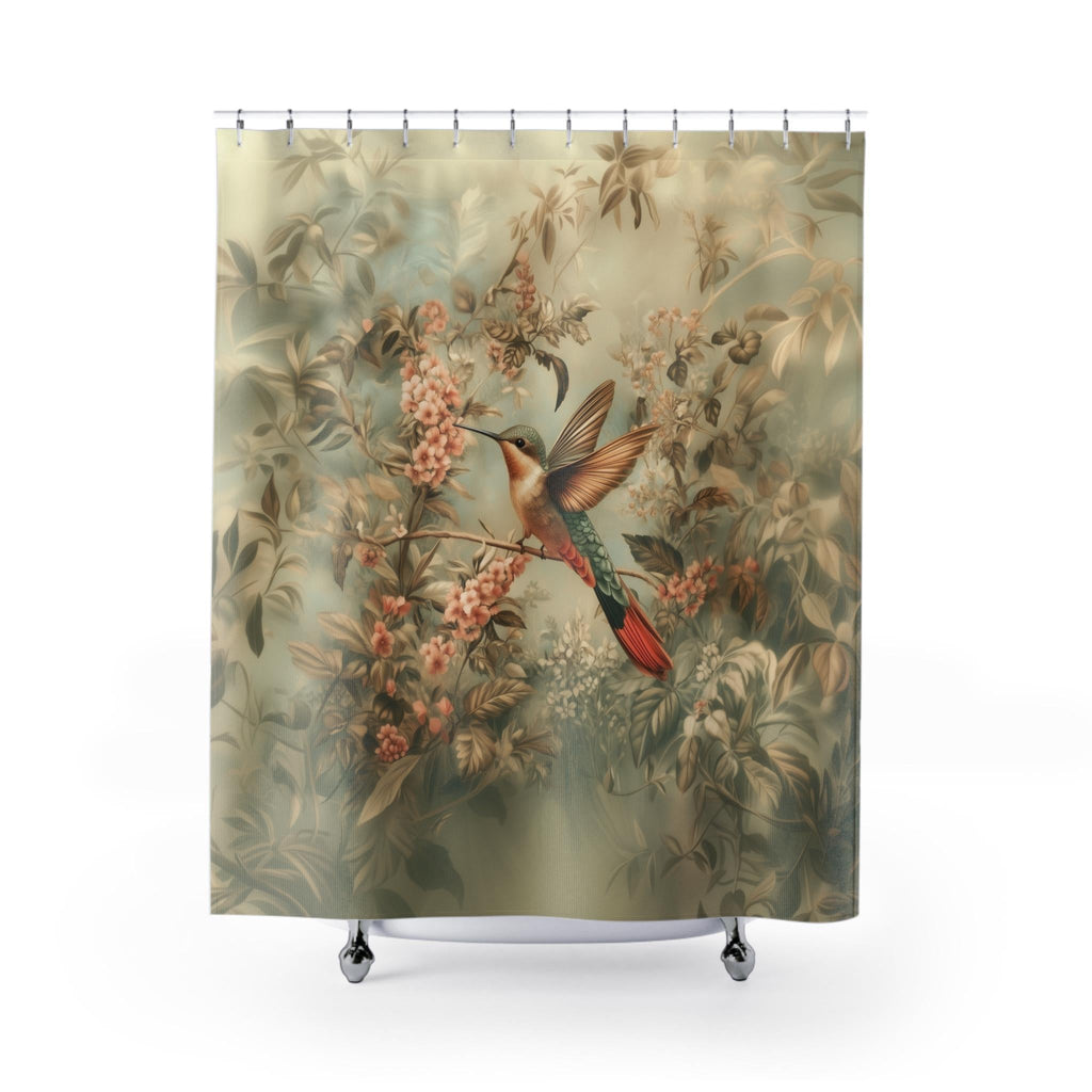 William Morris Hummingbird Shower Curtain: Botanical Arts & Crafts Design