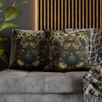 William Morris Inspired Autumn Pillow Cover: Blue Gold & Ivory Botanical Harvest Design