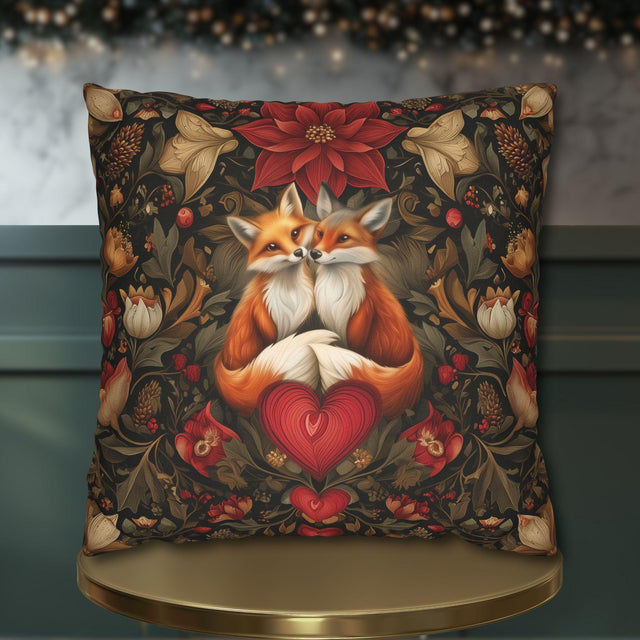 William Morris Christmas Pillow Cover: Vintage Style Woodland Fox Holiday Decor