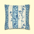 Elegant Blue & White Chinoiserie Floral Stripe Pillowcase: French-Inspired Square Cushion Cover