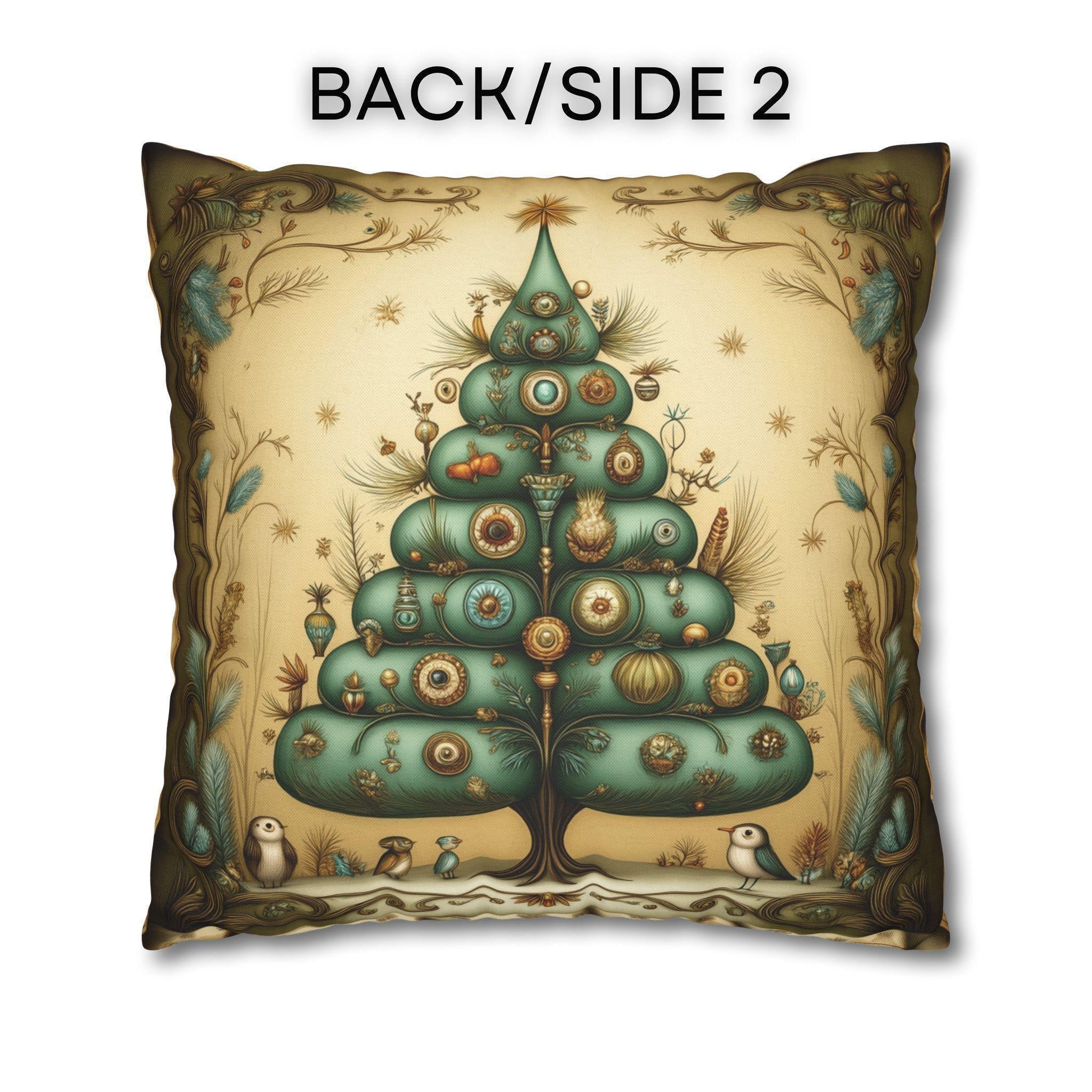 Whimsical Vintage Style Christmas Tree Pillow Cover: Playful Woodland Holiday Decor