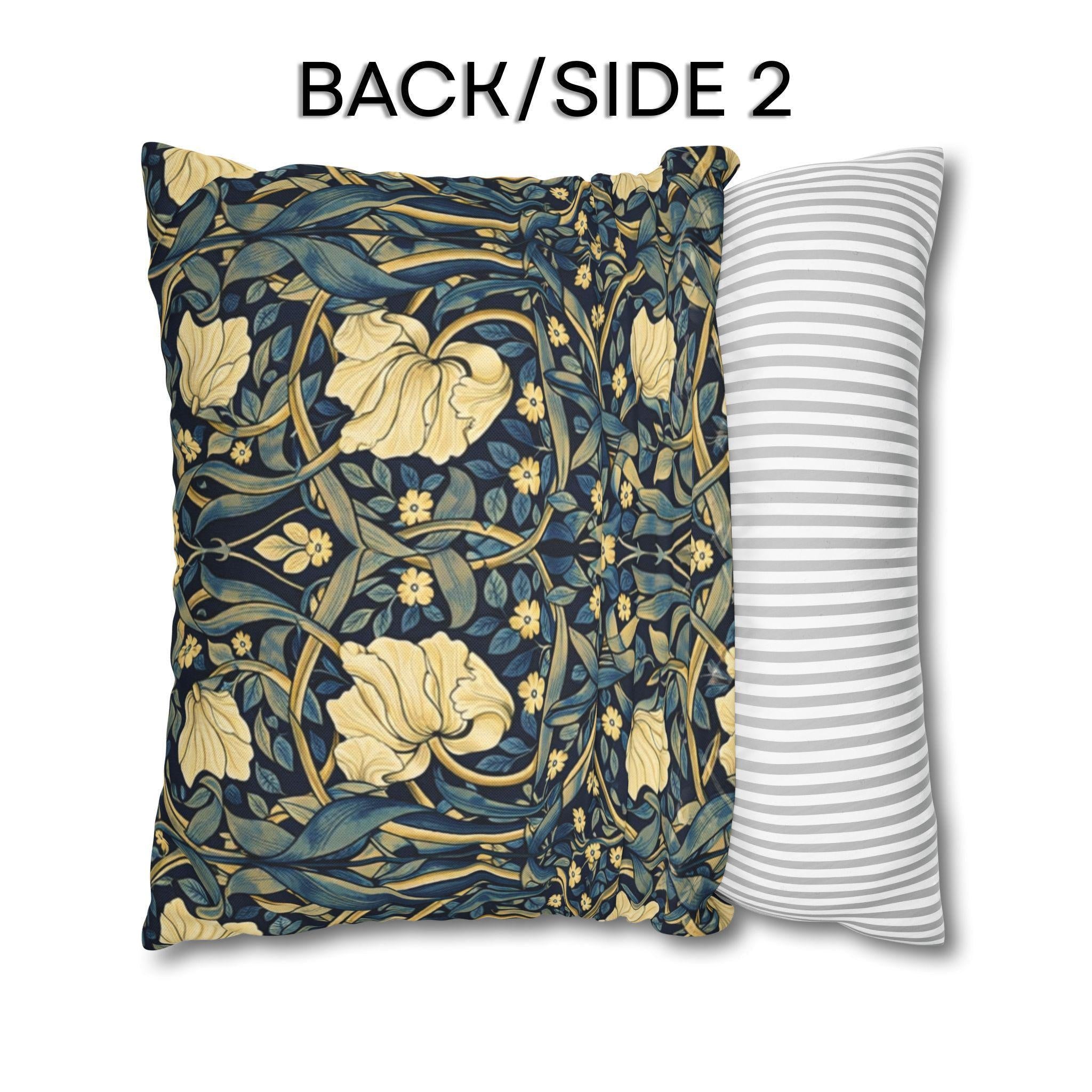 William Morris Pillow Cover: Navy Blue Champagne Vintage Pimpernel Reconstructed