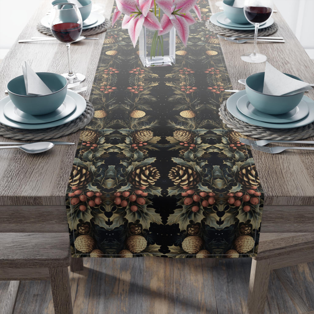 Festive Pinecone Table Runner: Rustic Woodland Christmas Decor for Holiday Dining