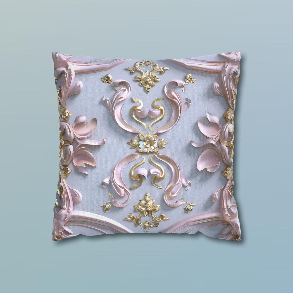 Pastel Pink Rococo Pillow Cover: Gold Accent Coquette Decor