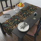 Art Nouveau Christmas Table Runner: Ornate Gold Botanical Holiday Dining Decor