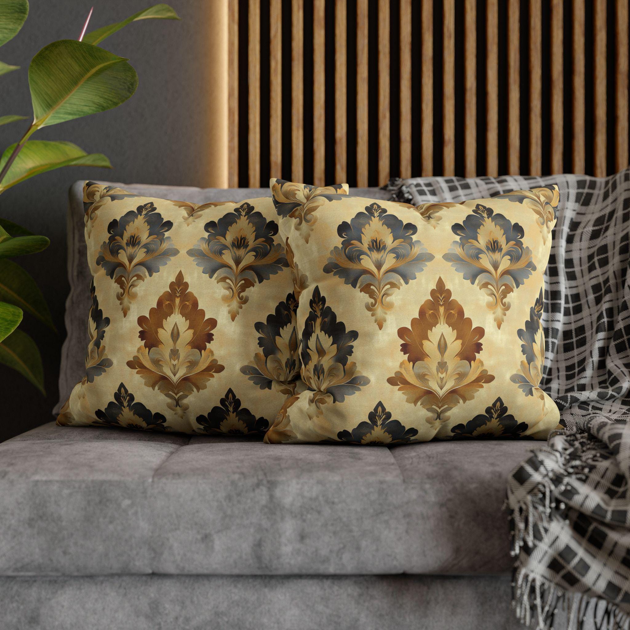 French Farmhouse Damask Pillow Cover: Elegant Home Decor