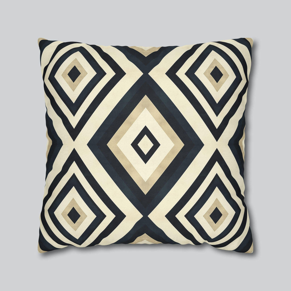 Diamond Geometric Pillow Cover: Navy, Cream & Beige - Modern Decor