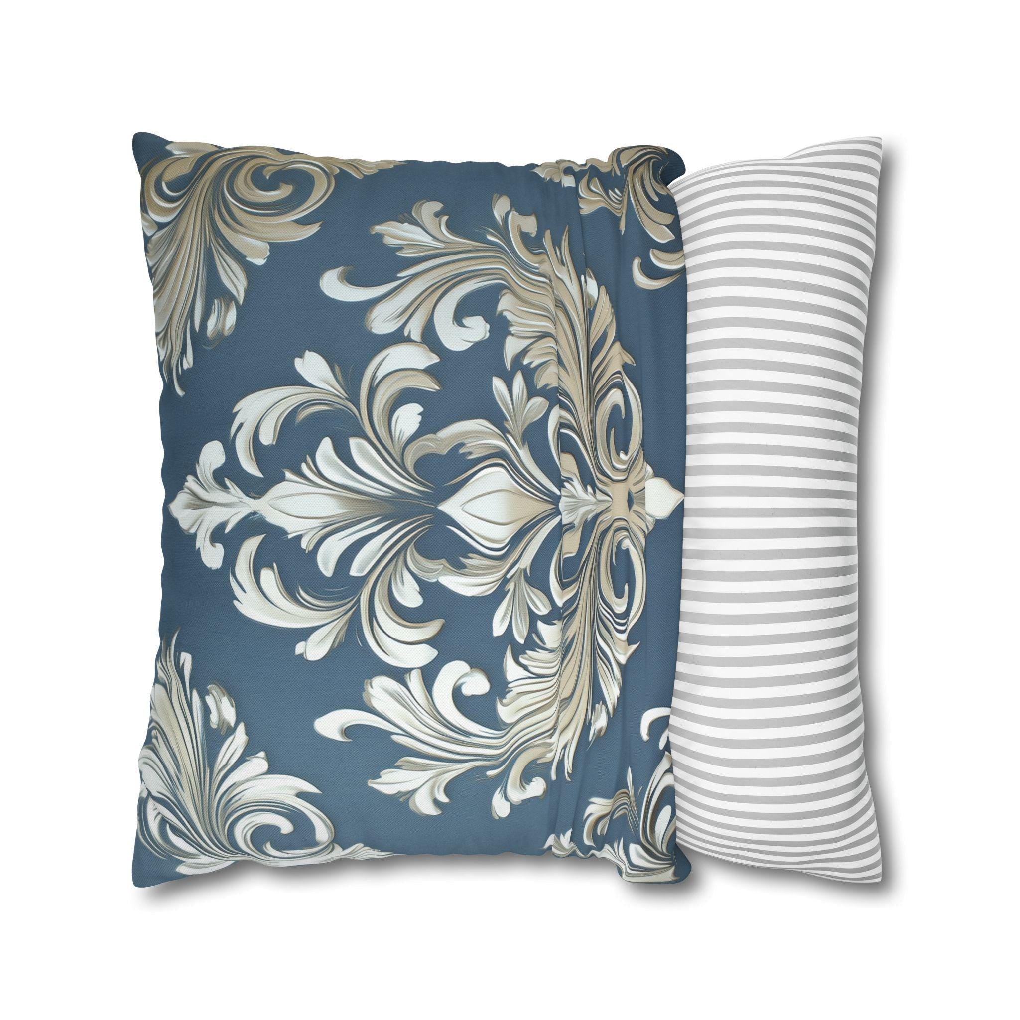 Opulent Damask Square Pillowcase: Classic Elegance for Bedroom & Living Room with Scroll Floral Design