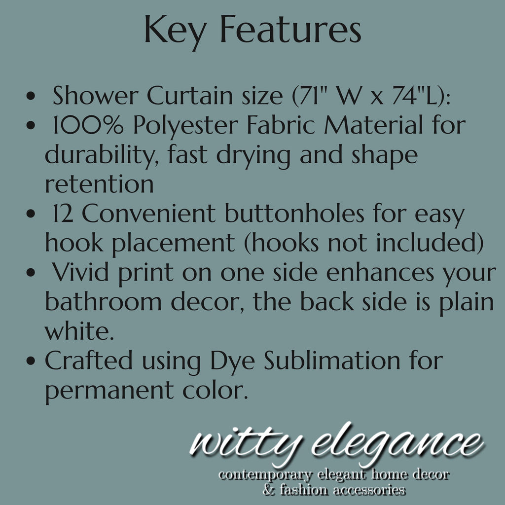 Vintage-Inspired Floral Shower Curtain: Warm Autumn Botanicals on Dusty Blue Background