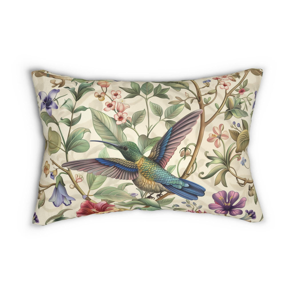 William Morris Hummingbird Lumbar Pillow: Elegant Floral Nature Design