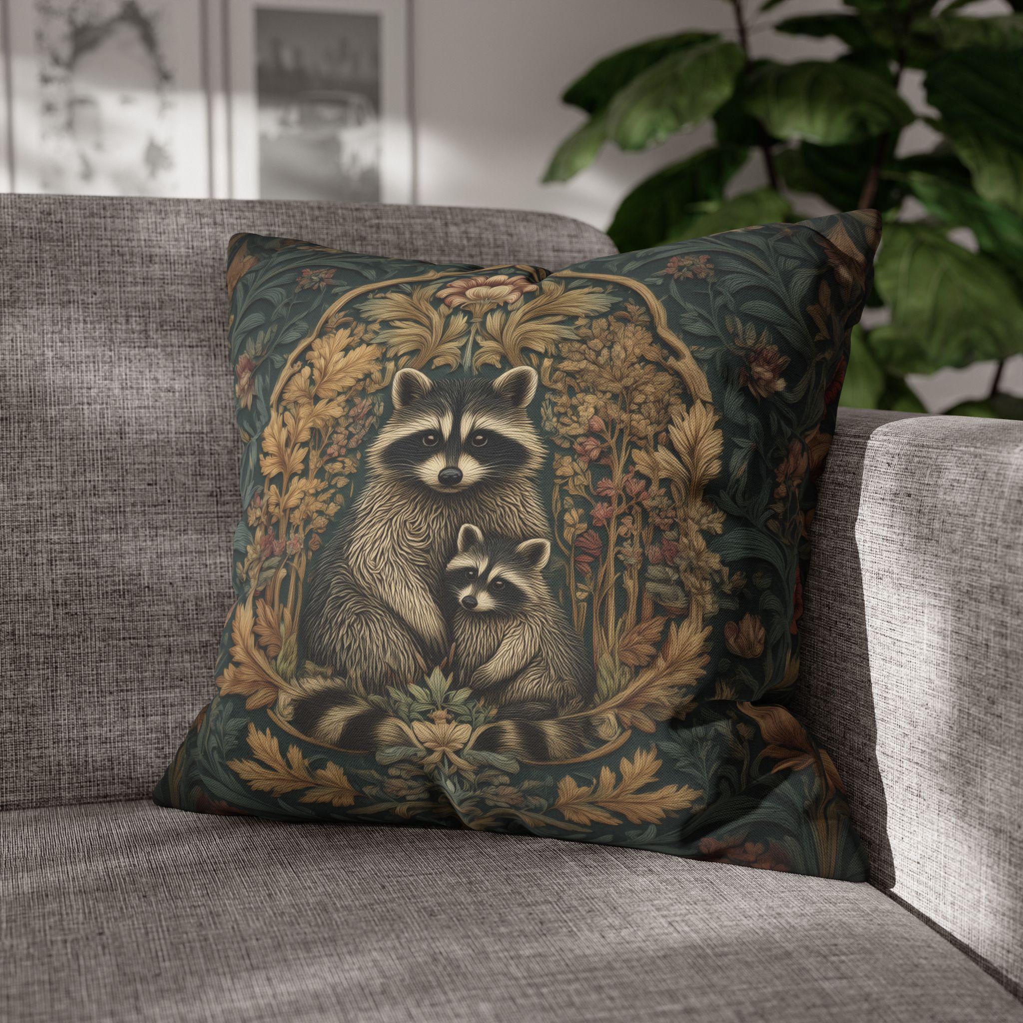 William Morris Raccoon Pillow Cover: Whimsical Woodland Animal Decor