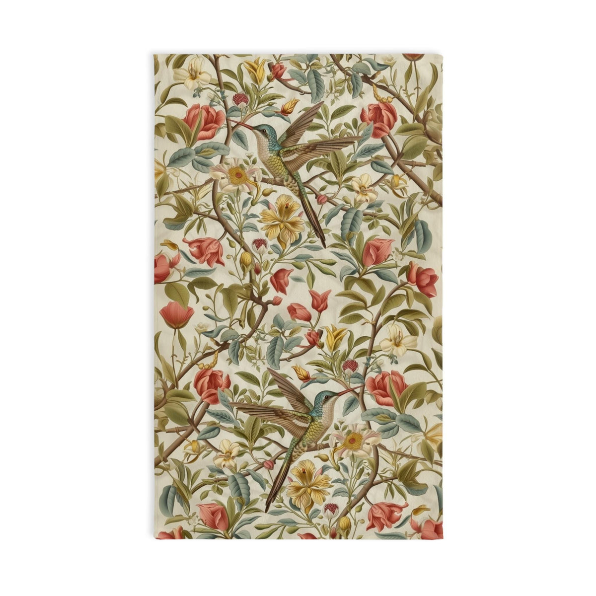 William Morris Hummingbird Floral Hand Towel: Vintage Style Botanical Accent