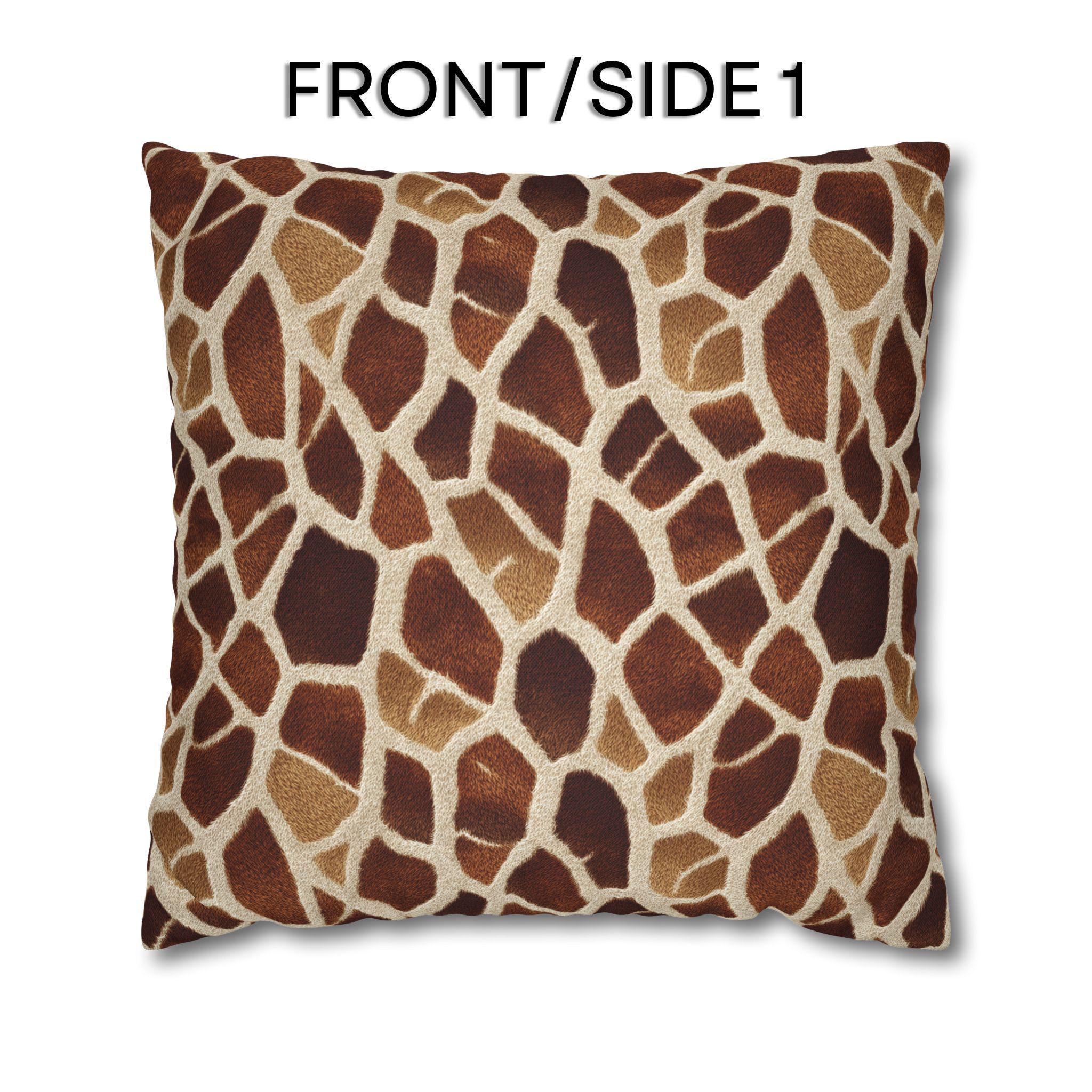 Giraffe Pattern Pillow Cover: Warm Brown and Cream Safari Accent