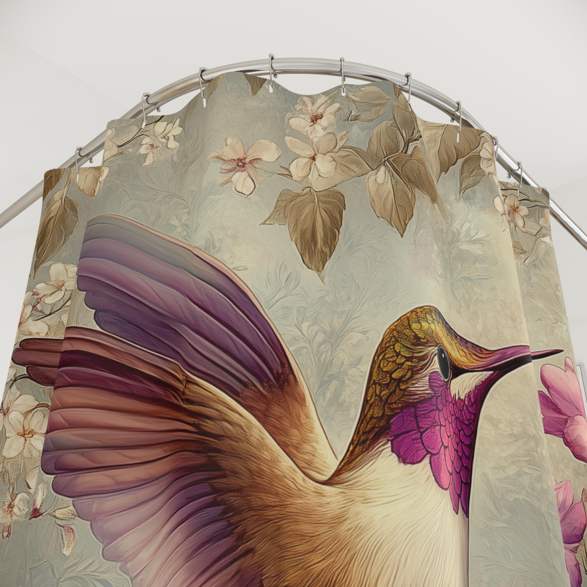 Hummingbird Hand Towel: William Morris Style Floral Bathroom Decor
