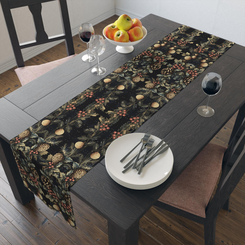 Festive Pinecone Table Runner: Rustic Woodland Christmas Decor for Holiday Dining