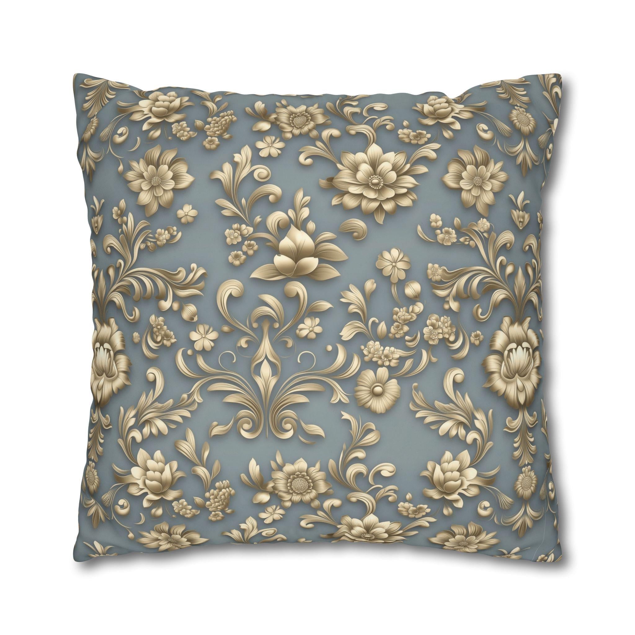 Gold Floral Damask Pillow Cover: Elegant Euro Sham Sizes