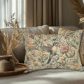 William Morris Inspired Hummingbird Tapestry Lumbar Pillow - Botanical Arts & Crafts Floral Cushion