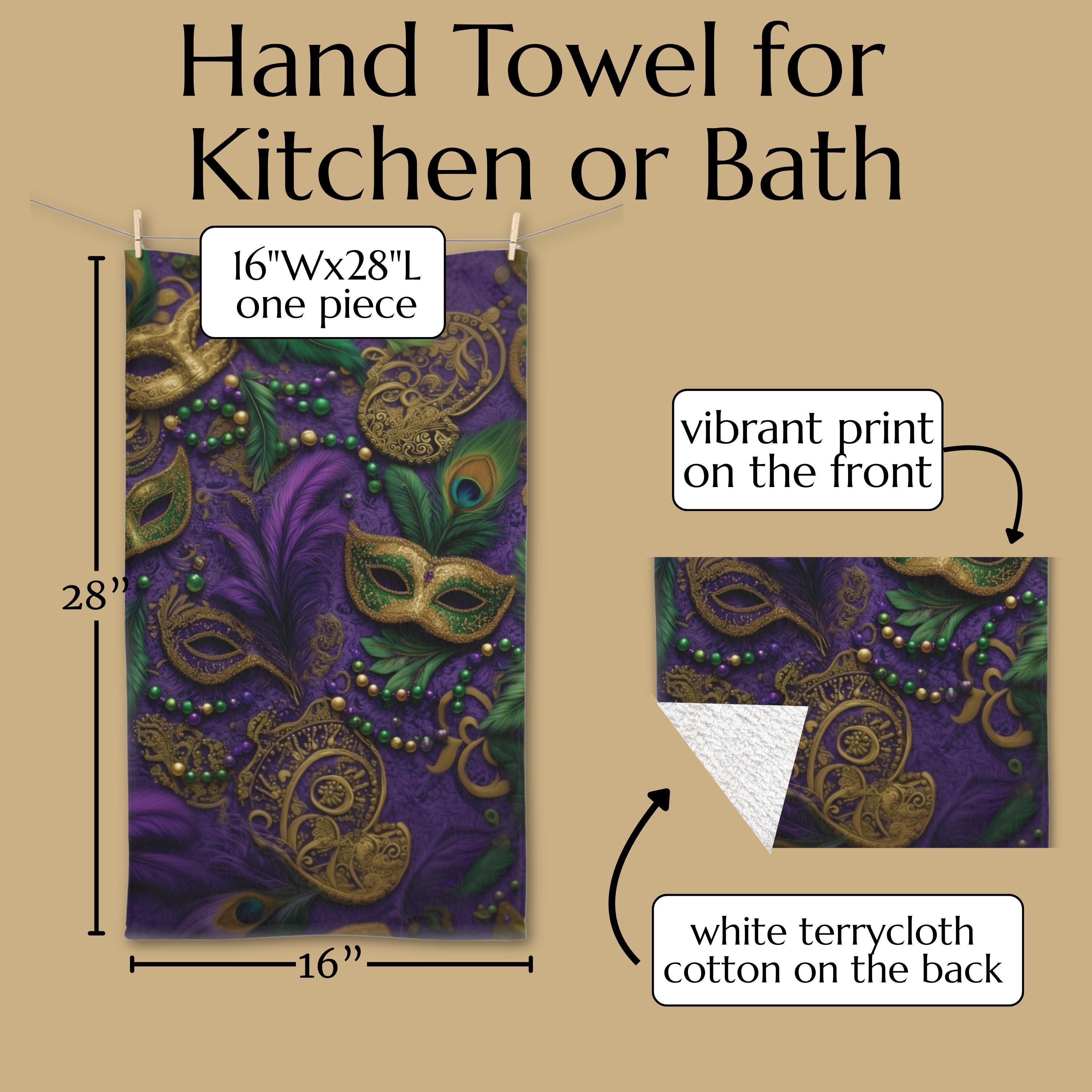 Mardi Gras Hand Towel: Elegant Vintage Inspired Decor for Kitchen or Bath