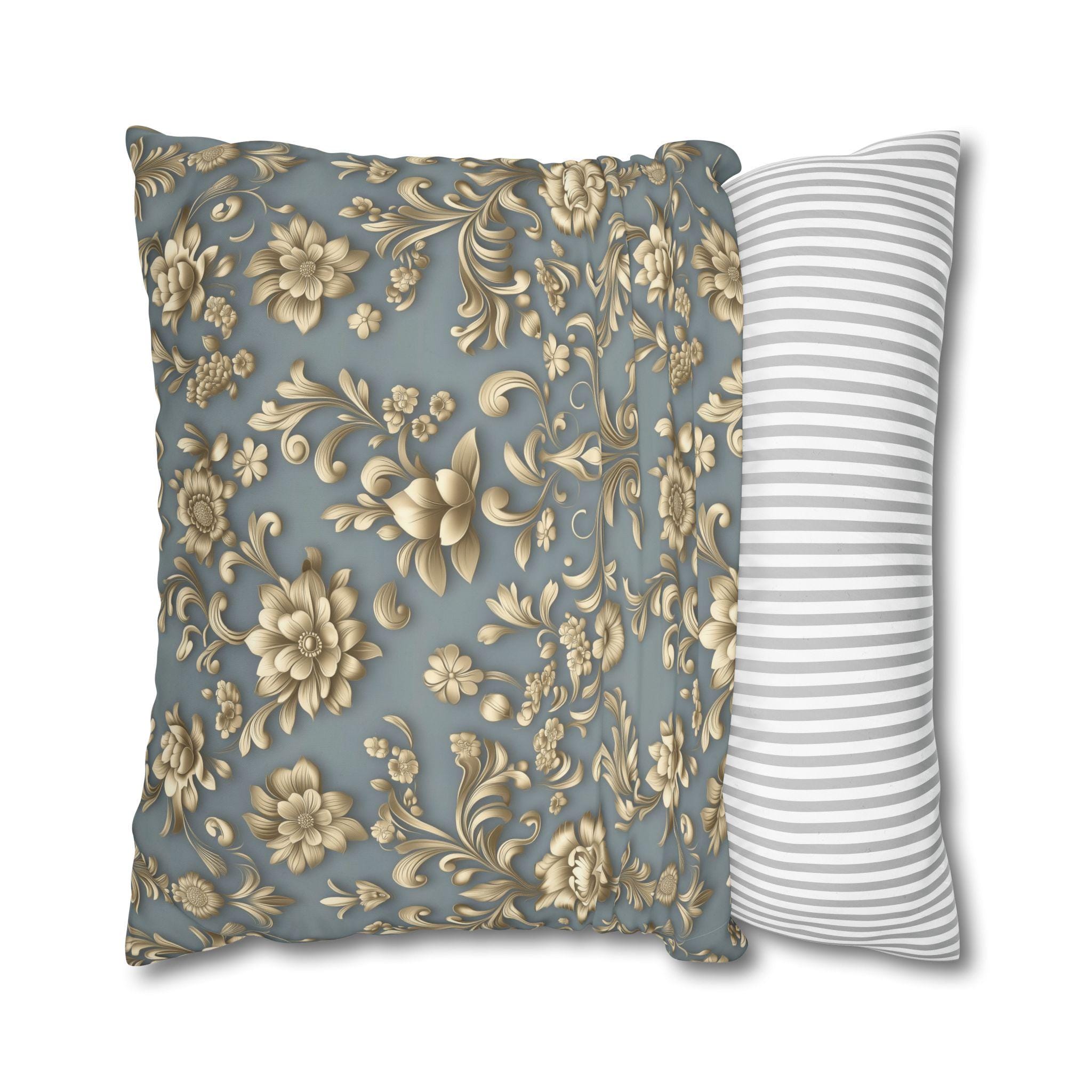 Gold Floral Damask Pillow Cover: Elegant Euro Sham Sizes