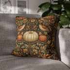 Pumpkin Thief Pillow Cover: William Morris Inspired Autumn Botanical Birds