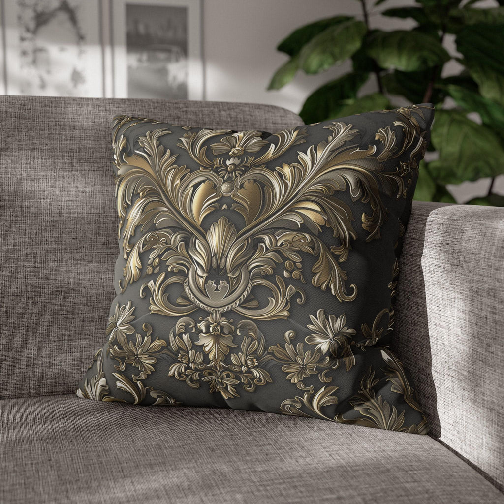 Baroque Pillow Cover: Metallic Gold Acanthus Floral Design