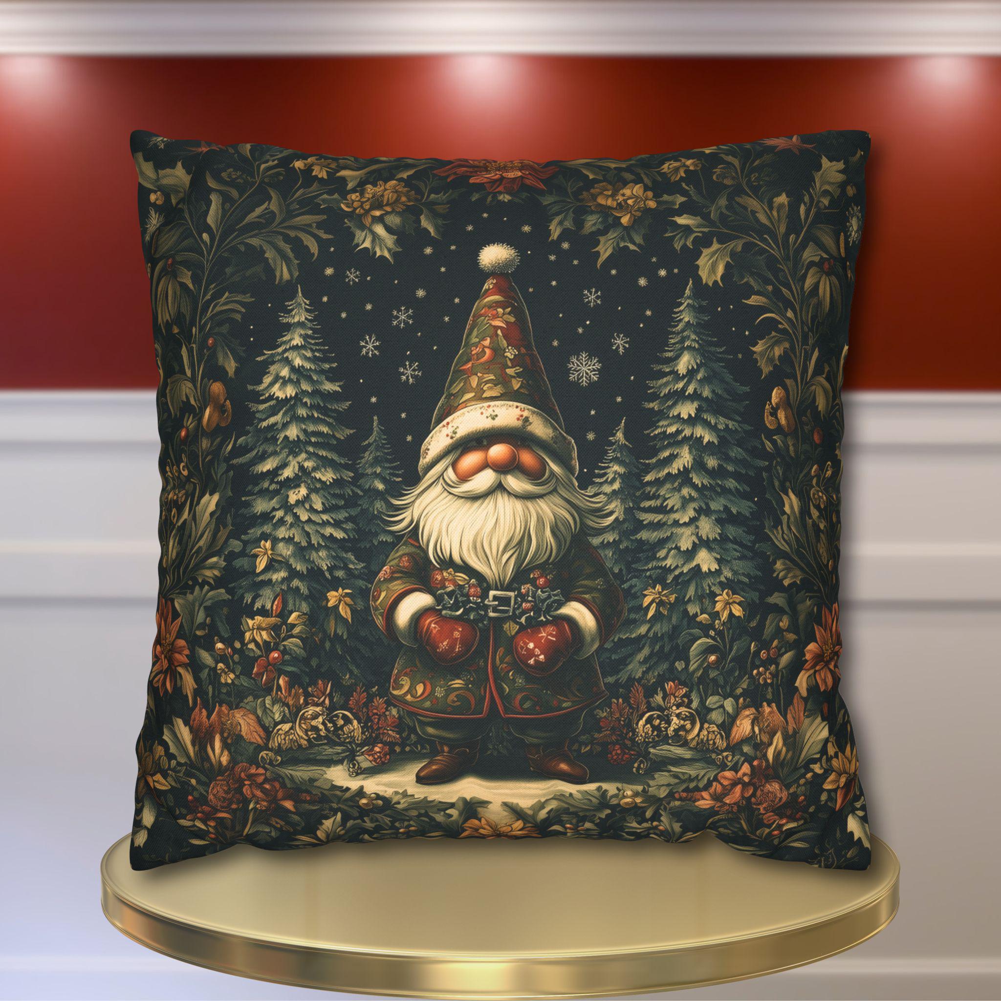William Morris Christmas Gnome Pillow Cover: Festive Holiday Decor