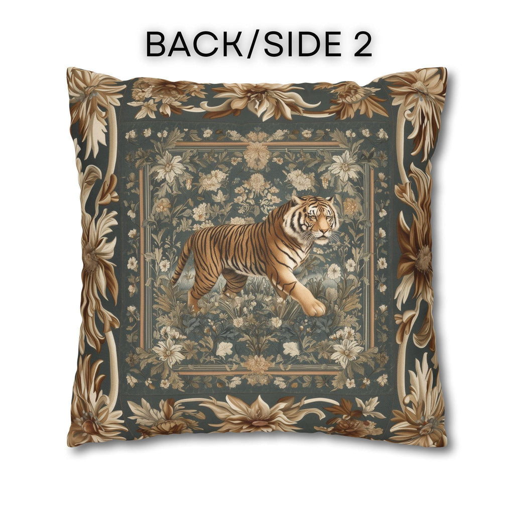 Tibetan Tiger Botanical Tapestry Pillow Cover: William Morris Inspired Garden Art