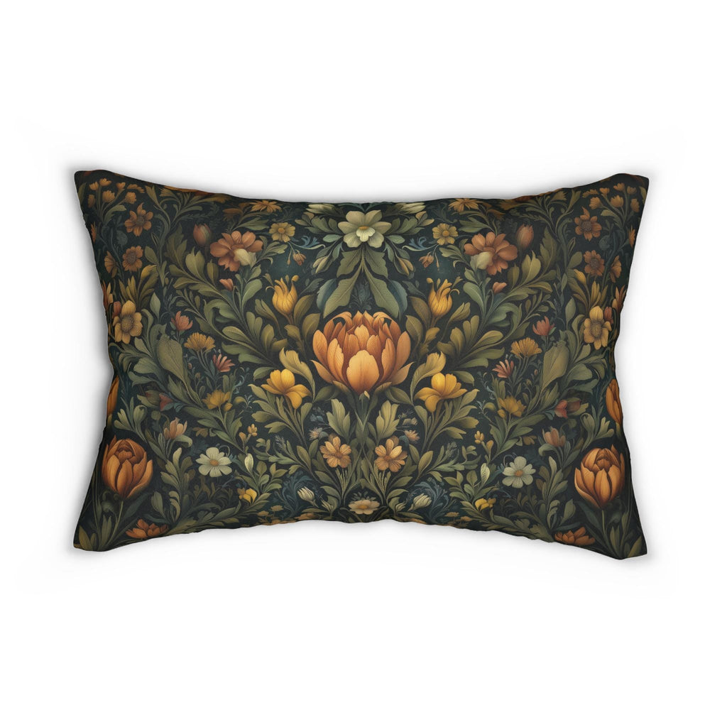 William Morris Botanical Lumbar Pillow: Golden Ochre Floral Tapestry
