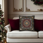 Baroque Christmas Pillow Cover: Burgundy Gold Navy Ornate Winter Damask, Traditional Holiday Decor