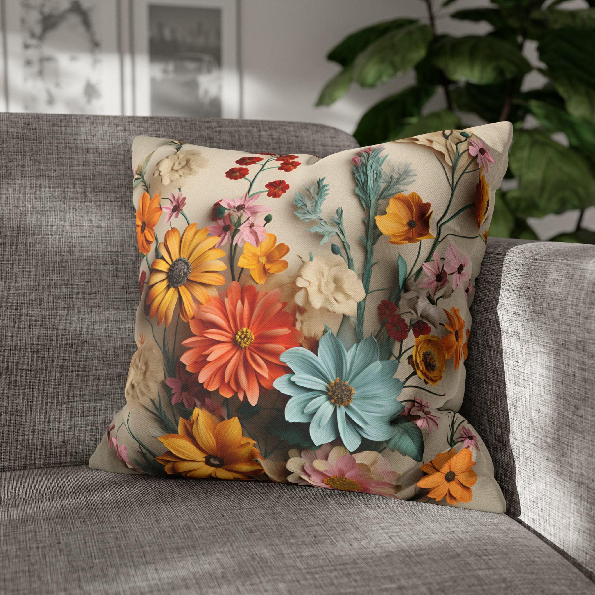Wildflower Bouquet Pillow Cover: Colorful Floral Design