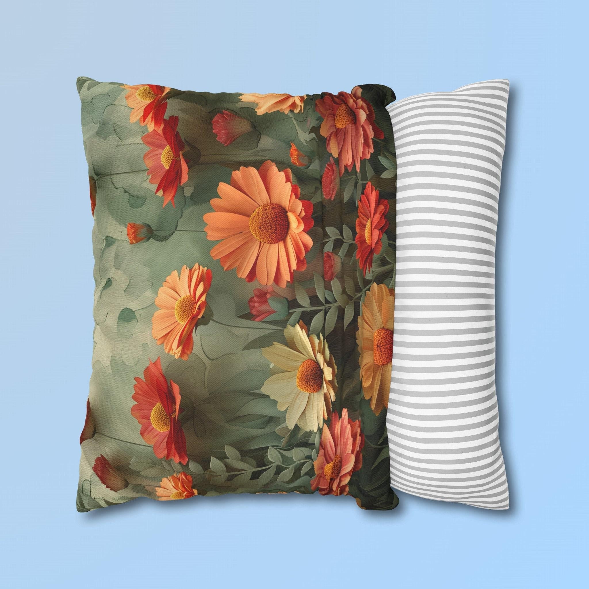 Vibrant Coneflower Floral Pillow Cover: 3D Realistic Nature-Inspired Cushion Case for Home Decor