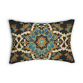 Moroccan Tilework Lumbar Pillow: Geometric Teal Cushion (20x14)