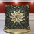 Festive Poinsettia Square Pillow Cover: Elegant Christmas Home Decor for Winter Comfort