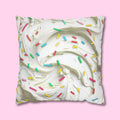 Square Throw Pillow Cover: Simulated Frosting with Rainbow Sprinkles - Sweet Home Decor