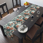 Red Coral Rose Table Runner: Romantic Floral Dining Decor
