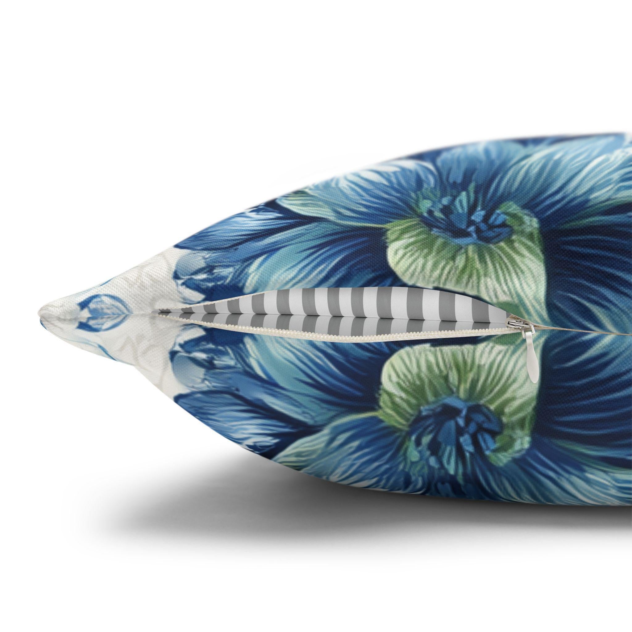 Jacobean Floral Pillow Cover: Blue-Green Botanical Cushion Cover with Modern Traditional Fusion Design