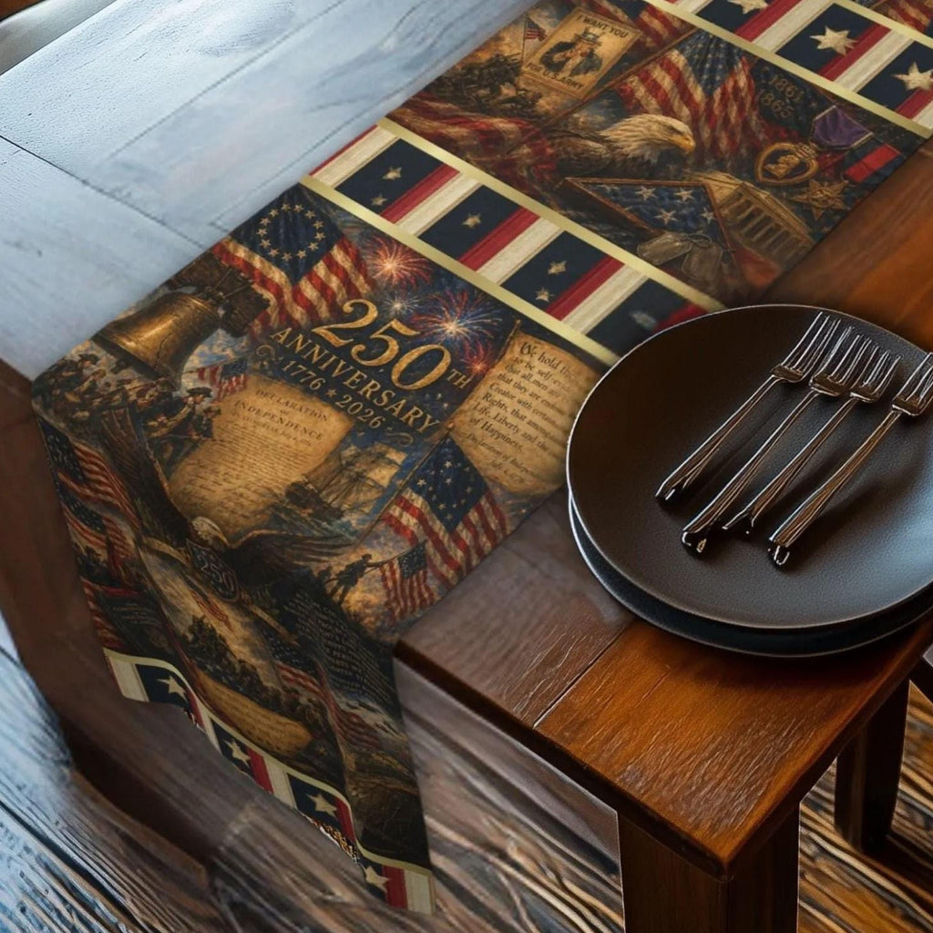 Patriotic Table Runner: US 250th Anniversary Tribute to Democracy