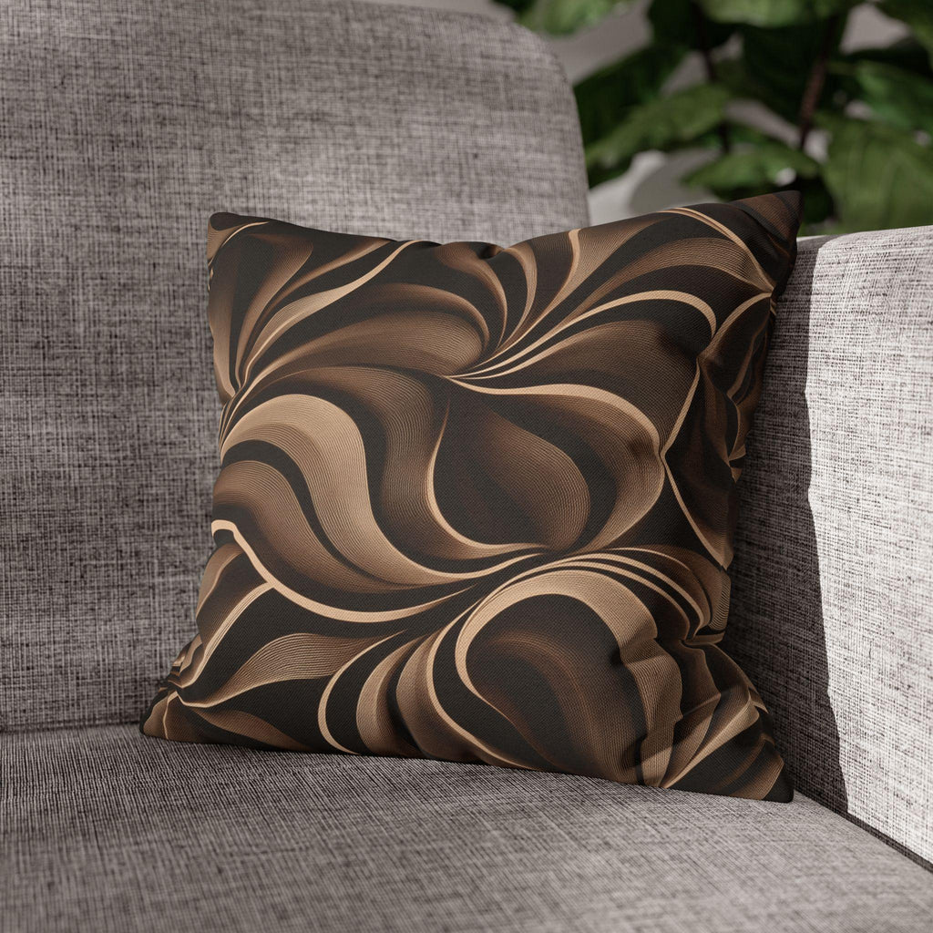 Abstract Mocha Swirl Pillowcase: Modern Ribbon Design for Contemporary Home Accent