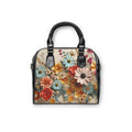 Vibrant Floral Meadow Shoulder Handbag - Designer-Style Faux Leather Purse with Cream Background