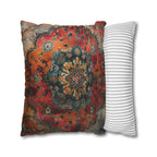 Medallion Persian Rug Pillow Cover: Teal, Red, and Orange