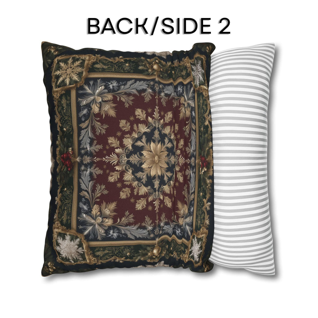 Baroque Christmas Pillow Cover: Burgundy Gold Navy Ornate Winter Damask, Traditional Holiday Decor