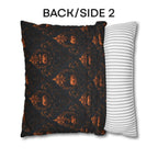 Gothic Halloween Pillow Cover: Jack-o-Lantern Damask in Black and Burnt Orange