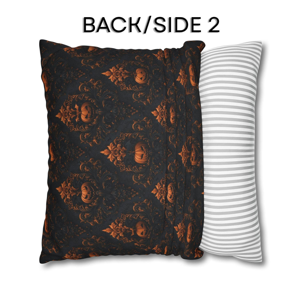 Gothic Halloween Pillow Cover: Jack-o-Lantern Damask in Black and Burnt Orange