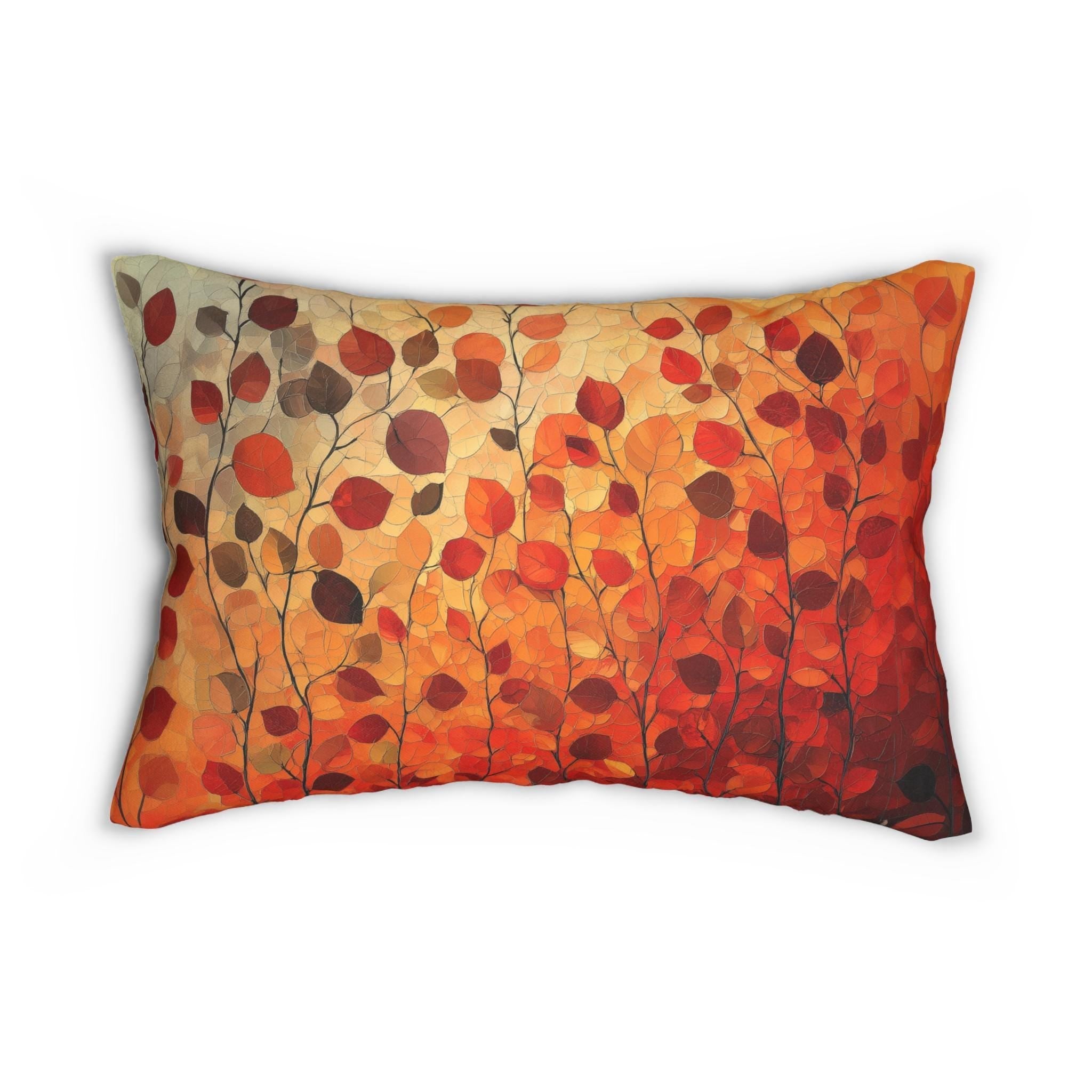 Autumn Leaves Lumbar Pillow: Vibrant Fall Colors with Ombré Effect
