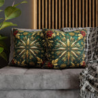 Christmas Snowflake Pillow Cover, Elegant Emerald Green and Gold Design, Luxury Cushion Cover