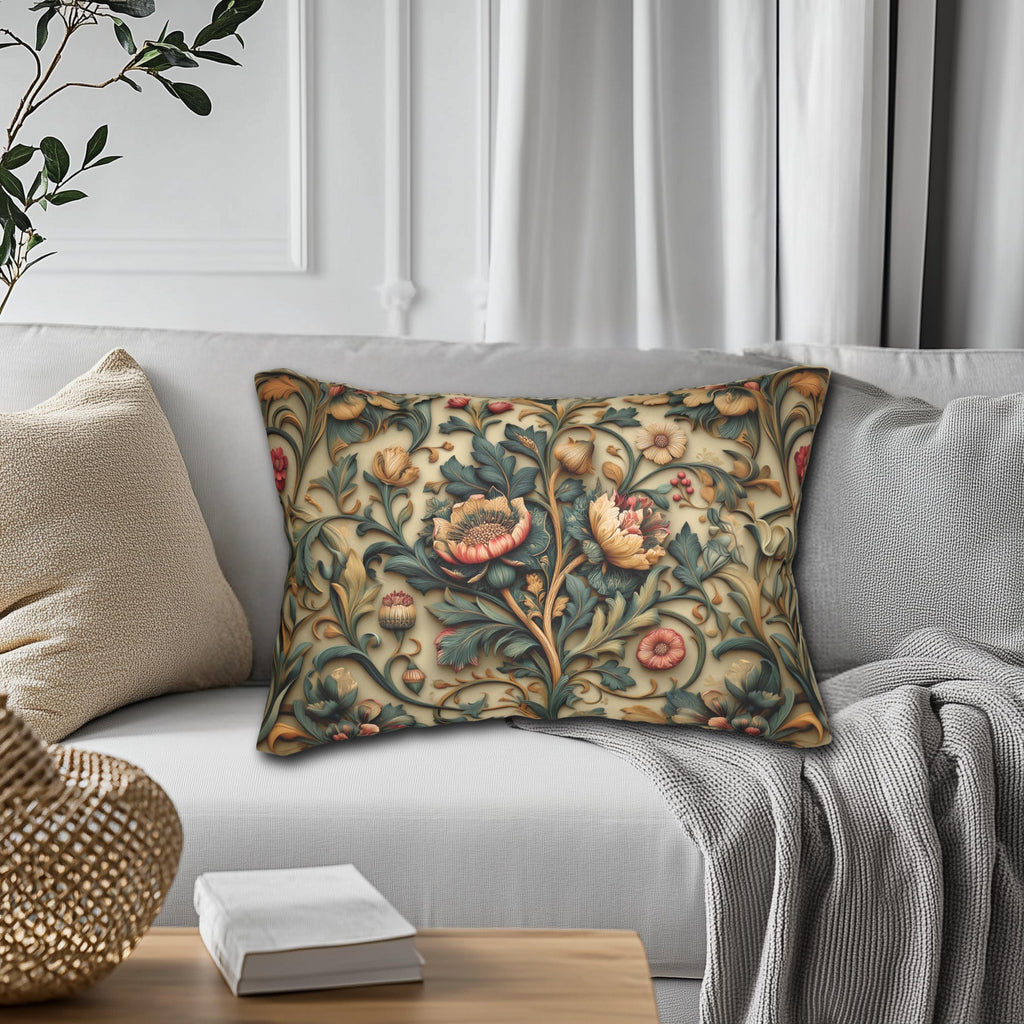 Spring Moody Blooms Lumbar Pillow: William Morris Inspired Home Decor Refresh