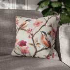 Chinoiserie Bird Pillow Cover: Vintage Style Floral Accent Cushion